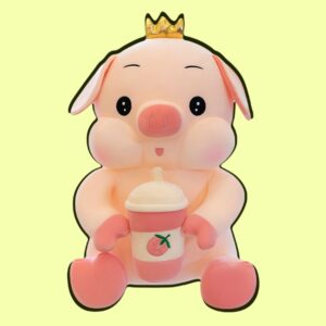 omgkawaii 🐰 Land Animals Plushies 35 CM Super kawaii Pig with Strawberry Drink