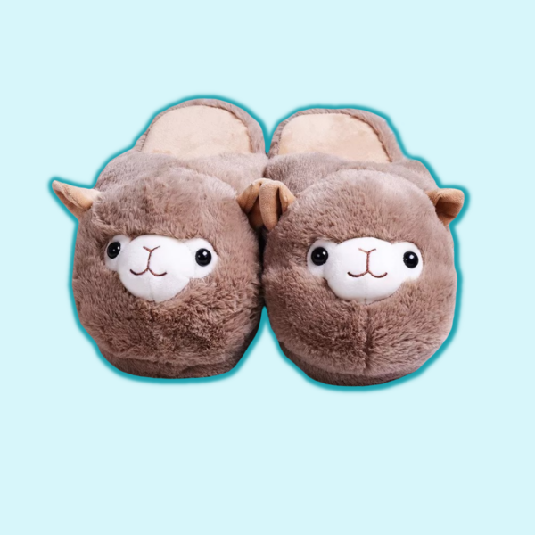 omgkawaiii Brown Cute Alpaca Sheep Slippers
