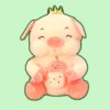 omgkawaiii 🐰 Land Animals Plushies Angel Pig With Milk Tea Cup